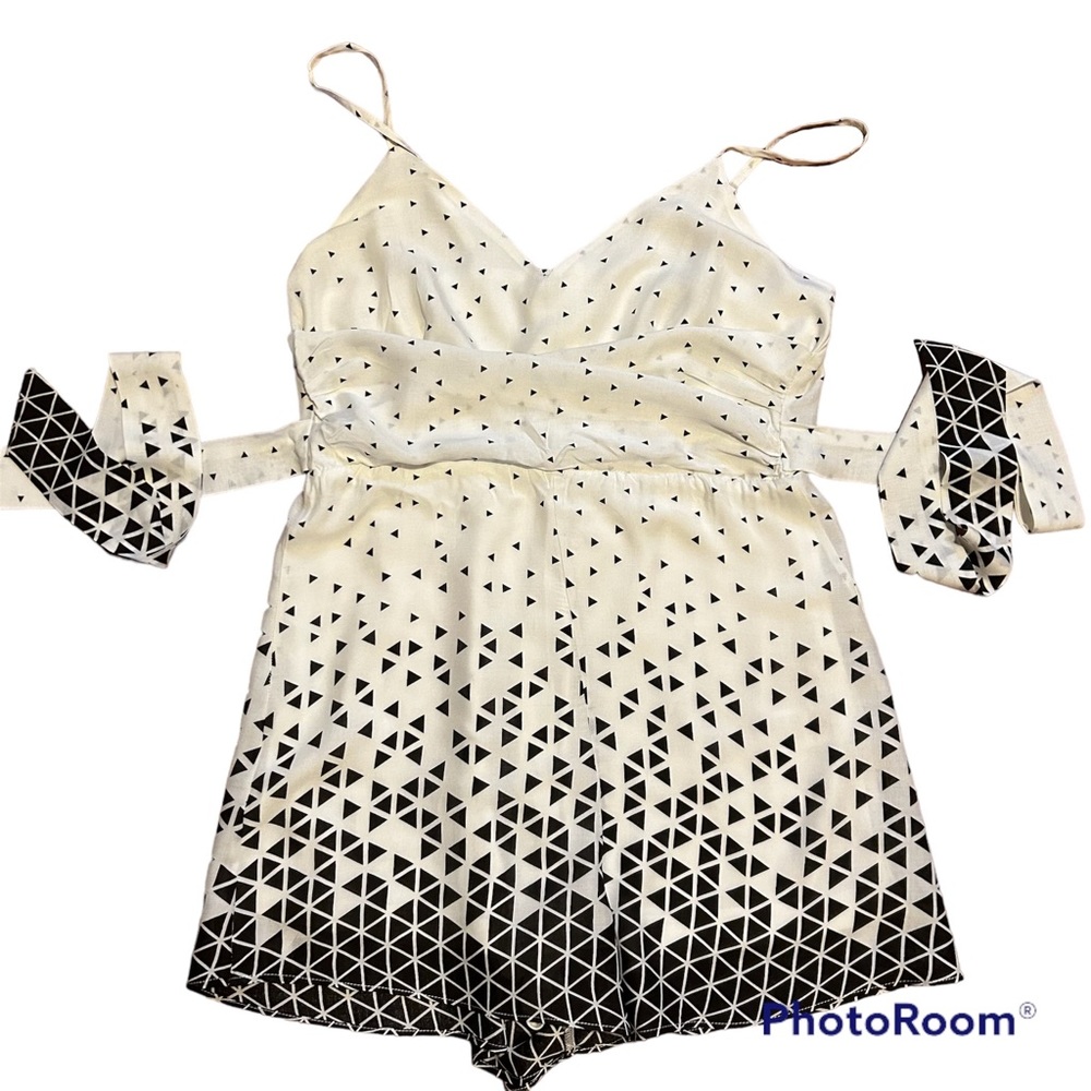 French Kiss Short Romper Adjustable Spaghetti Straps Lined SZ L
